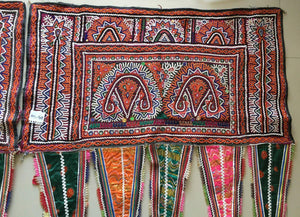 938 Vintage Rabari Embroidery Toran Decor - Textile Art from Gujarat-WOVENSOULS-Antique-Vintage-Textiles-Art-Decor