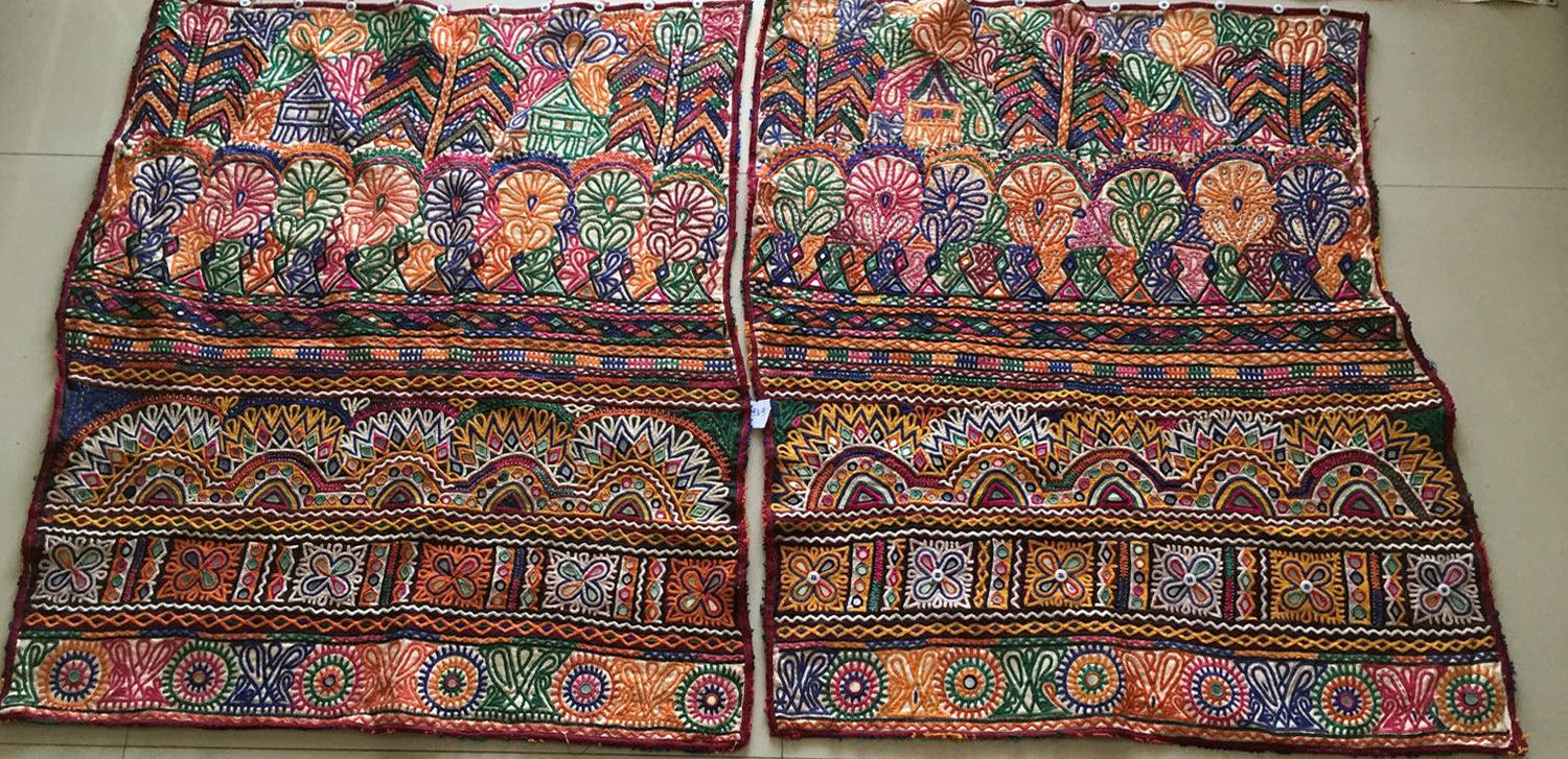 939 Dowry Bag Front Back Pair - Vintage Rabari Embroidery from Gujarat-WOVENSOULS Antique Textiles &amp; Art Gallery