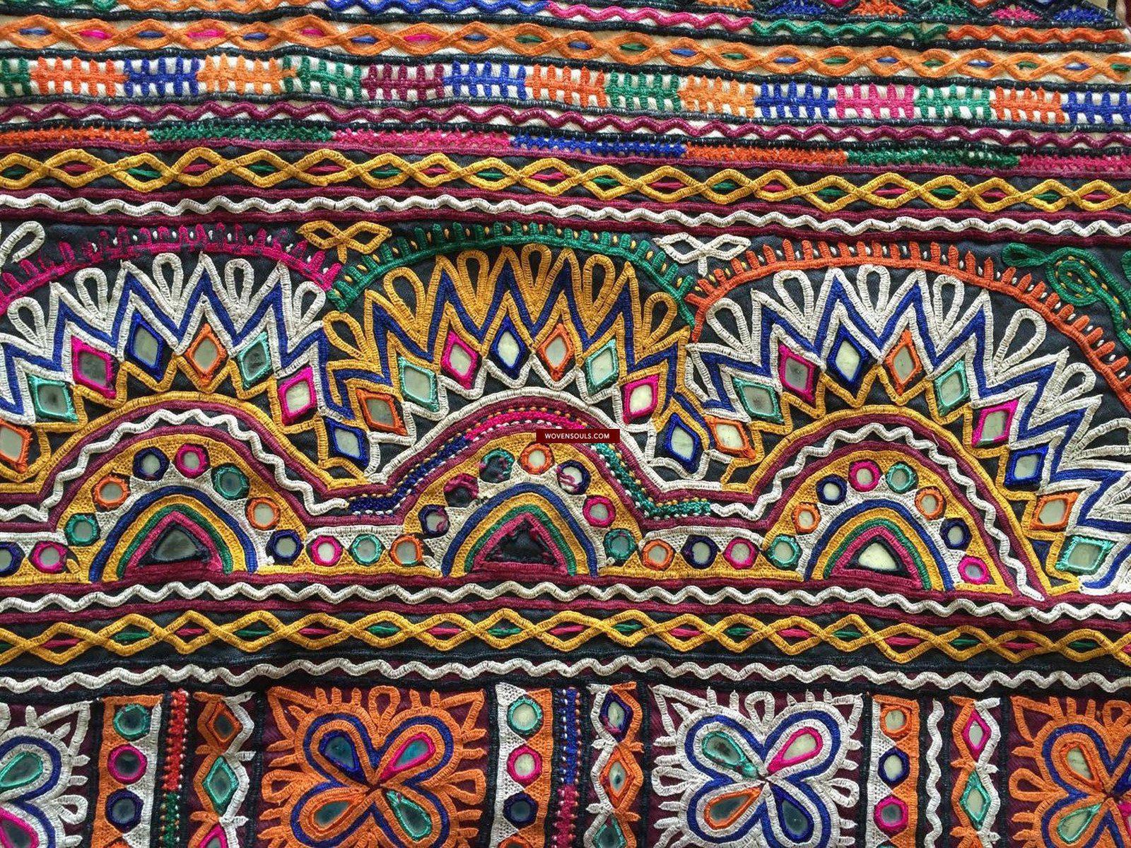 939 Dowry Bag Front Back Pair - Vintage Rabari Embroidery from Gujarat-WOVENSOULS-Antique-Vintage-Textiles-Art-Decor