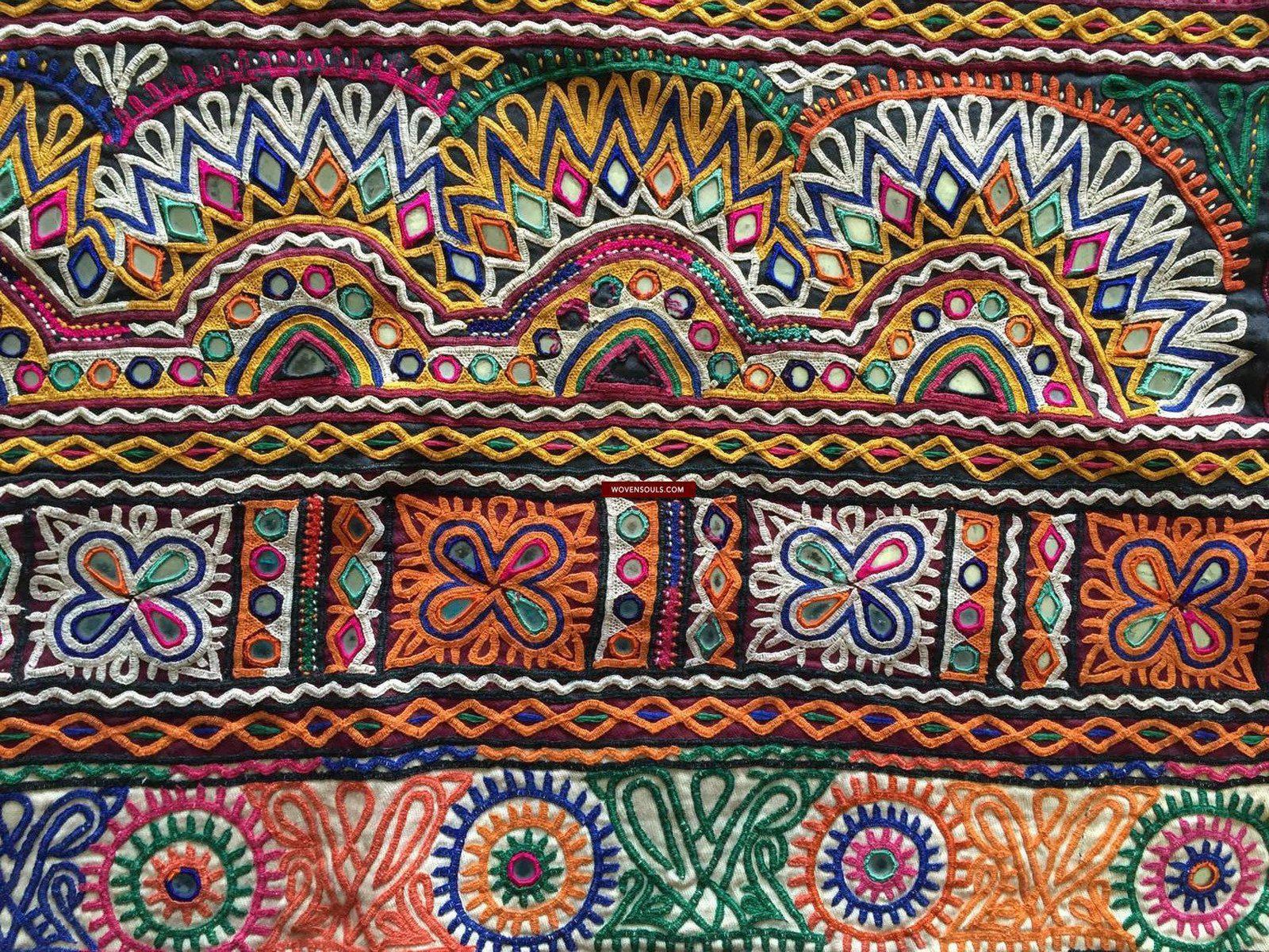 939 Dowry Bag Front Back Pair - Vintage Rabari Embroidery from Gujarat-WOVENSOULS-Antique-Vintage-Textiles-Art-Decor