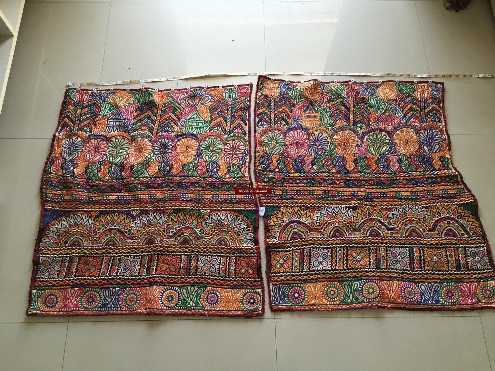 939 Dowry Bag Front Back Pair - Vintage Rabari Embroidery from Gujarat-WOVENSOULS-Antique-Vintage-Textiles-Art-Decor