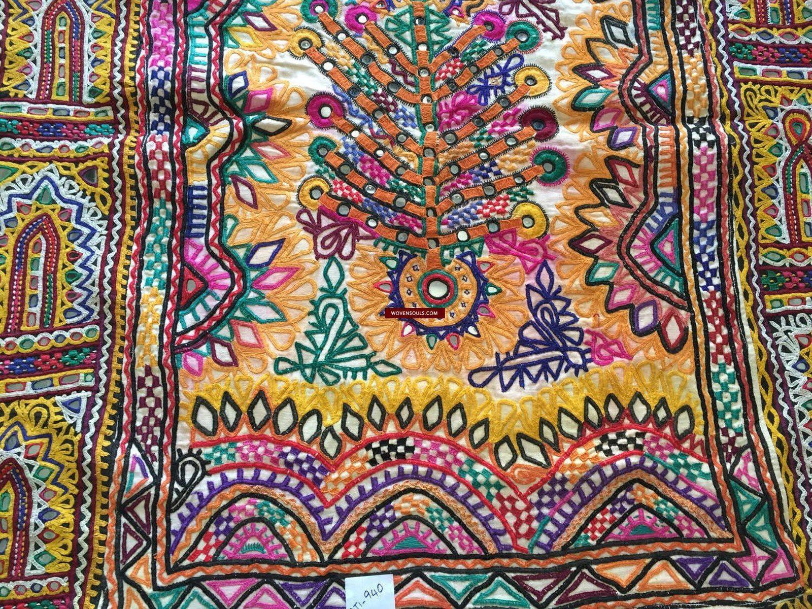 940 Vintage Embroidery Dhaniyo Panel from Kutch Gujarat-WOVENSOULS-Antique-Vintage-Textiles-Art-Decor