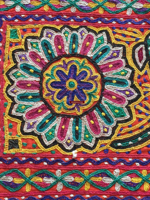 942 Vintage Embroidery - Door Decor Panel from Gujarat - Mochi Bharat Kaam-WOVENSOULS-Antique-Vintage-Textiles-Art-Decor