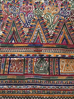 956 Dowry Bag Front Back Embroidered Panel Pair - Vintage Rabari Embroidery from Gujarat-WOVENSOULS-Antique-Vintage-Textiles-Art-Decor
