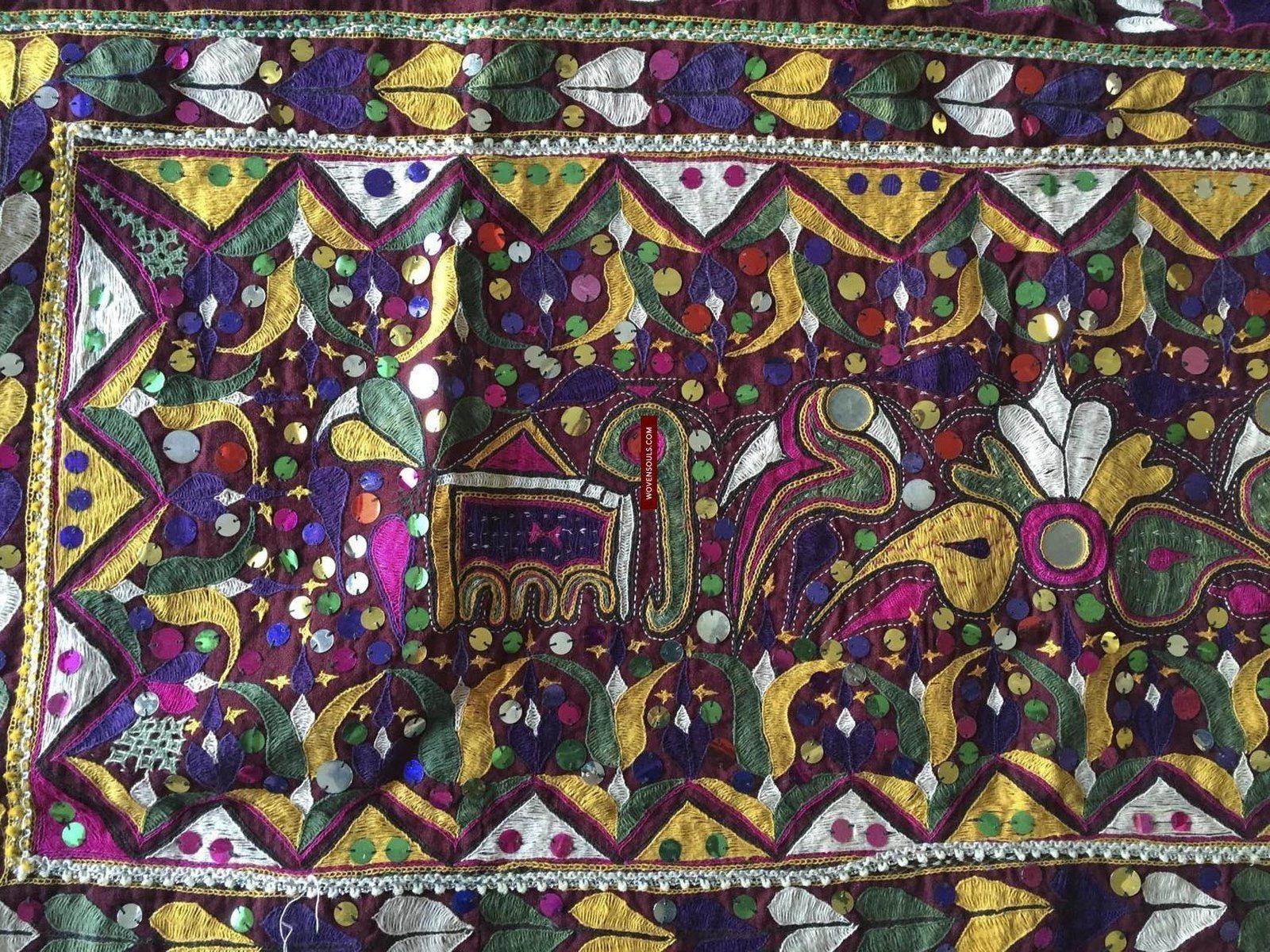 958 Amazing Gujarat Ceremonial Animal Cover with Embroidery  - Gujarat-WOVENSOULS-Antique-Vintage-Textiles-Art-Decor