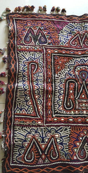 961 Chaakla Pair - Vintage Rabari Embroidery from Gujarat-WOVENSOULS-Antique-Vintage-Textiles-Art-Decor