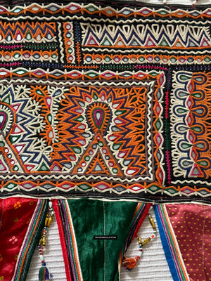 964 Pair of Vintage Debariya Rabari Toran Embroidered Wall Decor
