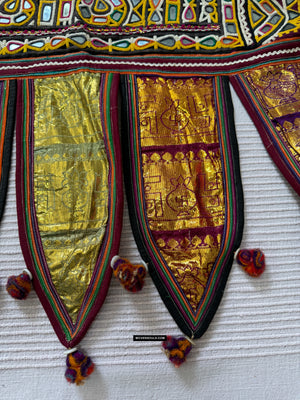 981 Vintage Rabari Bordado de decoración de la pared textil de Gujarat