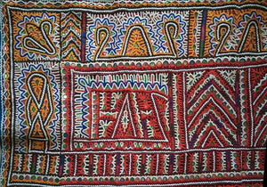 983 Long Vintage Rabari Embroidery Toran Wall Decor Textile from Gujarat-WOVENSOULS-Antique-Vintage-Textiles-Art-Decor