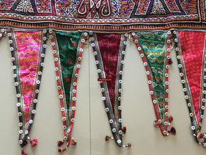 984 Vintage Rabari Embroidery Toran Door Decor Textile Art from Gujarat-WOVENSOULS-Antique-Vintage-Textiles-Art-Decor