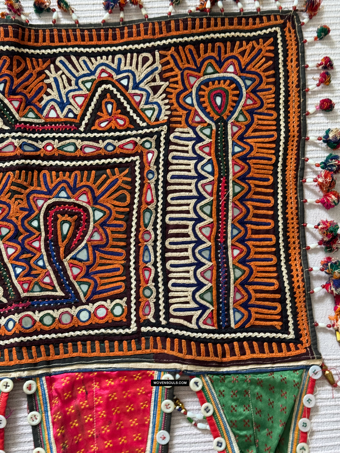 984 Vintage Rabari Embroidery Toran Door Decor Textile – WOVENSOULS ...