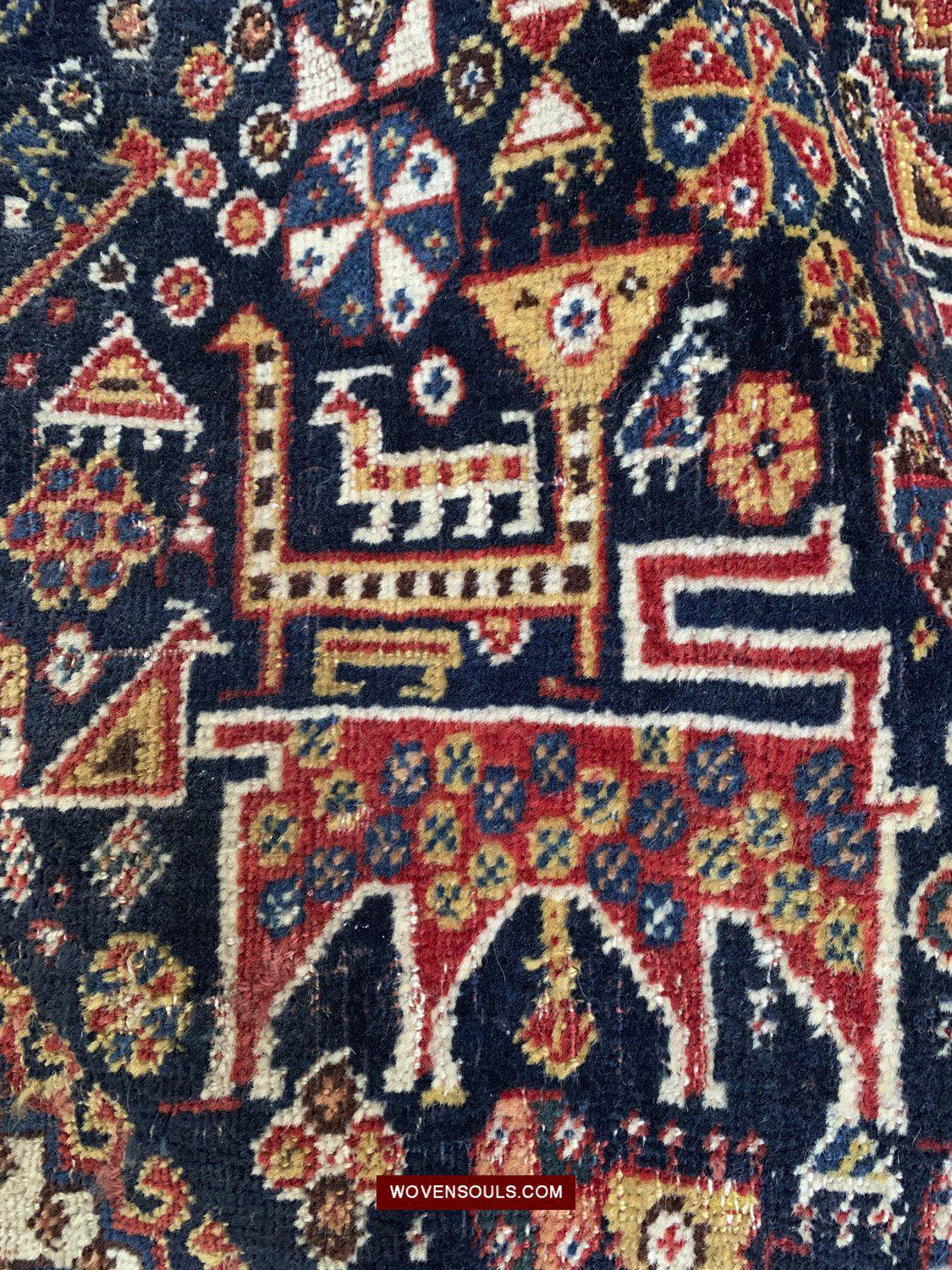 999 Antique Qashqai Tribal Rug with Shekarlu Influence - NFS-WOVENSOULS Antique Textiles &amp; Art Gallery