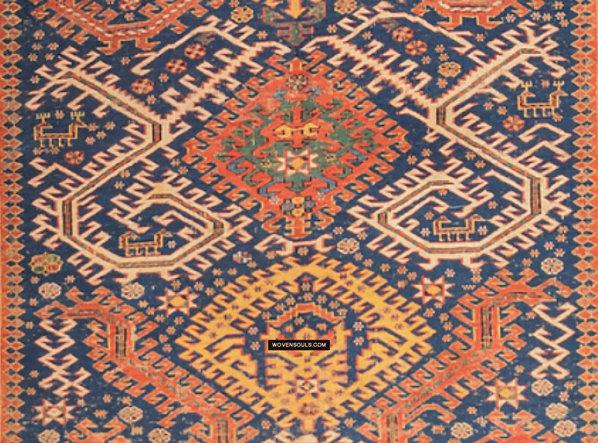 Antique Caucasian Dragon Sumac Soumac Rug