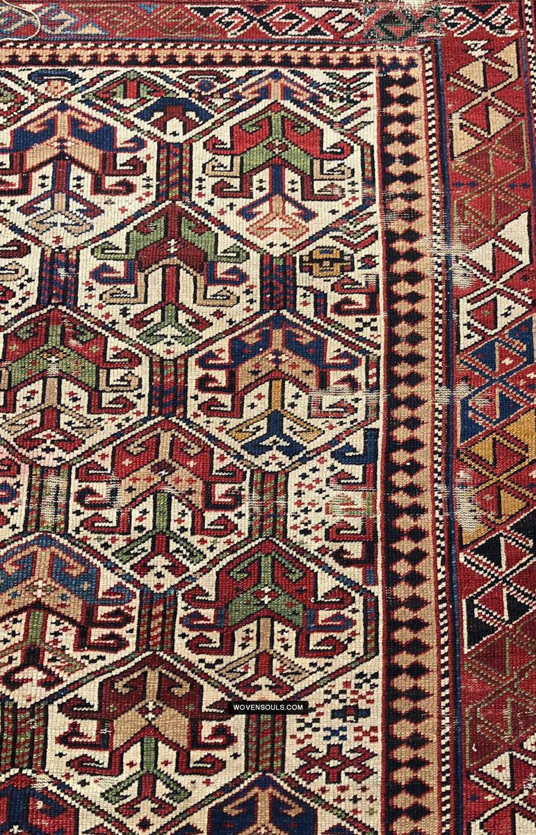 1792 Antique Shirvan Rug Fragment - WOVENSOULS Antique Textiles & Art Gallery