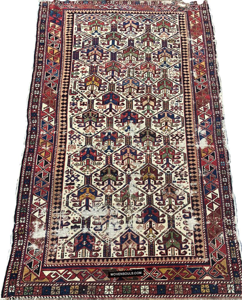 1792 Antique Shirvan Rug Fragment - WOVENSOULS Antique Textiles & Art Gallery