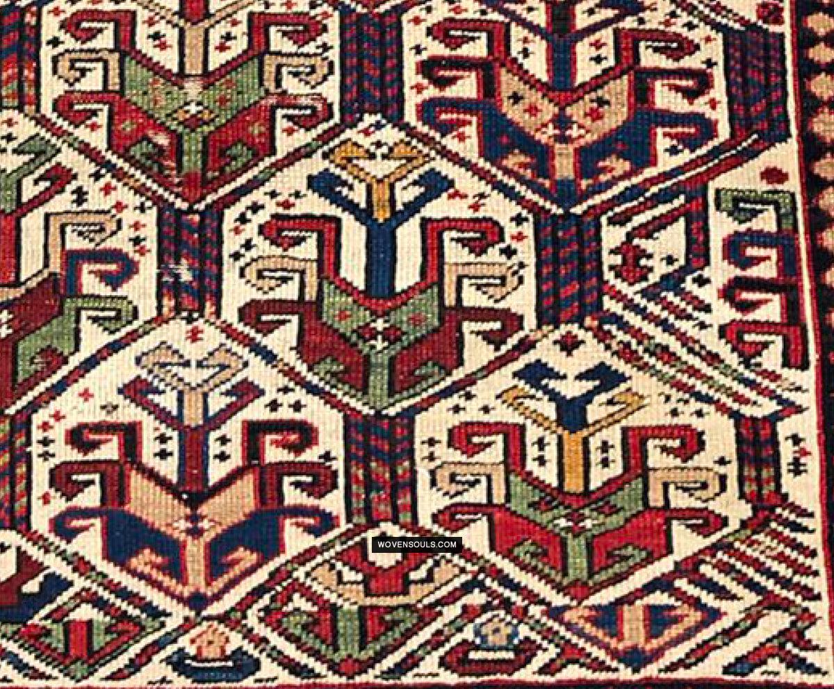 1792 Antique Shirvan Rug Fragment - WOVENSOULS Antique Textiles & Art Gallery