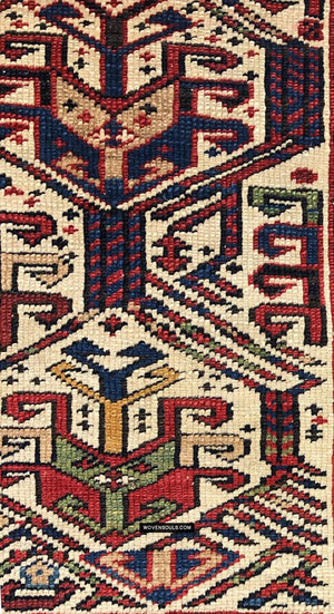 1792 Antique Shirvan Rug Fragment - WOVENSOULS Antique Textiles & Art Gallery