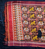 1985 Antiiloom antico Patan Patan Patola Double Ikat Sari Frammento Elefante Tiger Motif