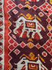 1985 Antiiloom antico Patan Patan Patola Double Ikat Sari Frammento Elefante Tiger Motif