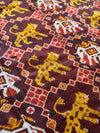 1985 Antique Heirloom Patan Patola Double Ikat Sari Fragment Elephant Tiger motif