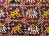 1985 Antiiloom antico Patan Patan Patola Double Ikat Sari Frammento Elefante Tiger Motif