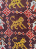 1985 Antiiloom antico Patan Patan Patola Double Ikat Sari Frammento Elefante Tiger Motif