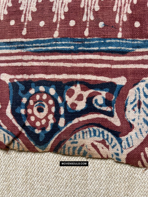 1895 Antique Indian Trade tessile disegnato a mano Kalamkari Toraja Framment