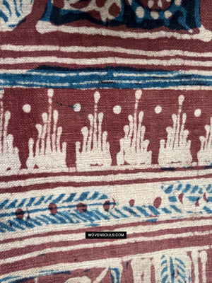 1895 Antique Indian Trade Textile  Hand-Drawn Kalamkari Toraja Fragment