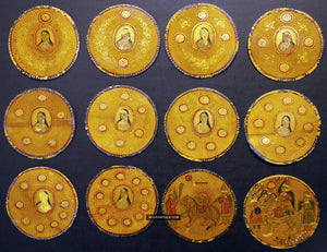 9010 Set - Arte de tarjetas de ganjifa mogol india