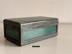 900 alte Parsi Zoroastrianer Erbstückbox mit Silber & Jade?
