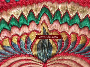 E153 SOLD AMAZING ANTIQUE EMBROIDERY WALL ART CLOTH for HOME DECOR- SILK-WOVENSOULS-Antique-Vintage-Textiles-Art-Decor