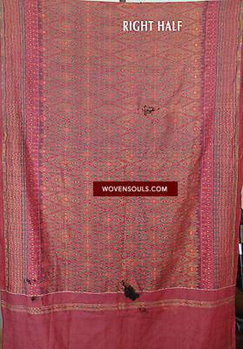 E505 SOLD Antique Cambodian Khmer Ikat Silk Sampot Fragment-WOVENSOULS-Antique-Vintage-Textiles-Art-Decor