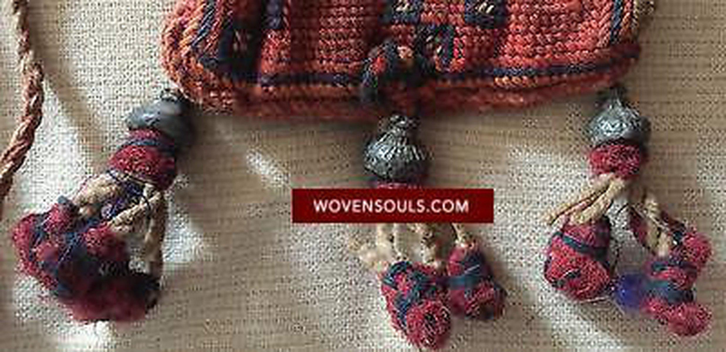 E506 TINY OLD Handmade Tribal Coin Purse-WOVENSOULS-Antique-Vintage-Textiles-Art-Decor