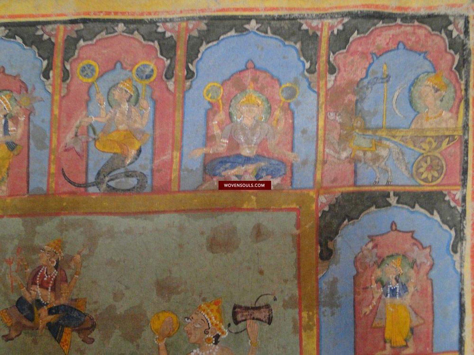 Lot 51 SOLD - Old Tantric Pichvai Painting with Jain Iconography 3-WOVENSOULS-Antique-Vintage-Textiles-Art-Decor