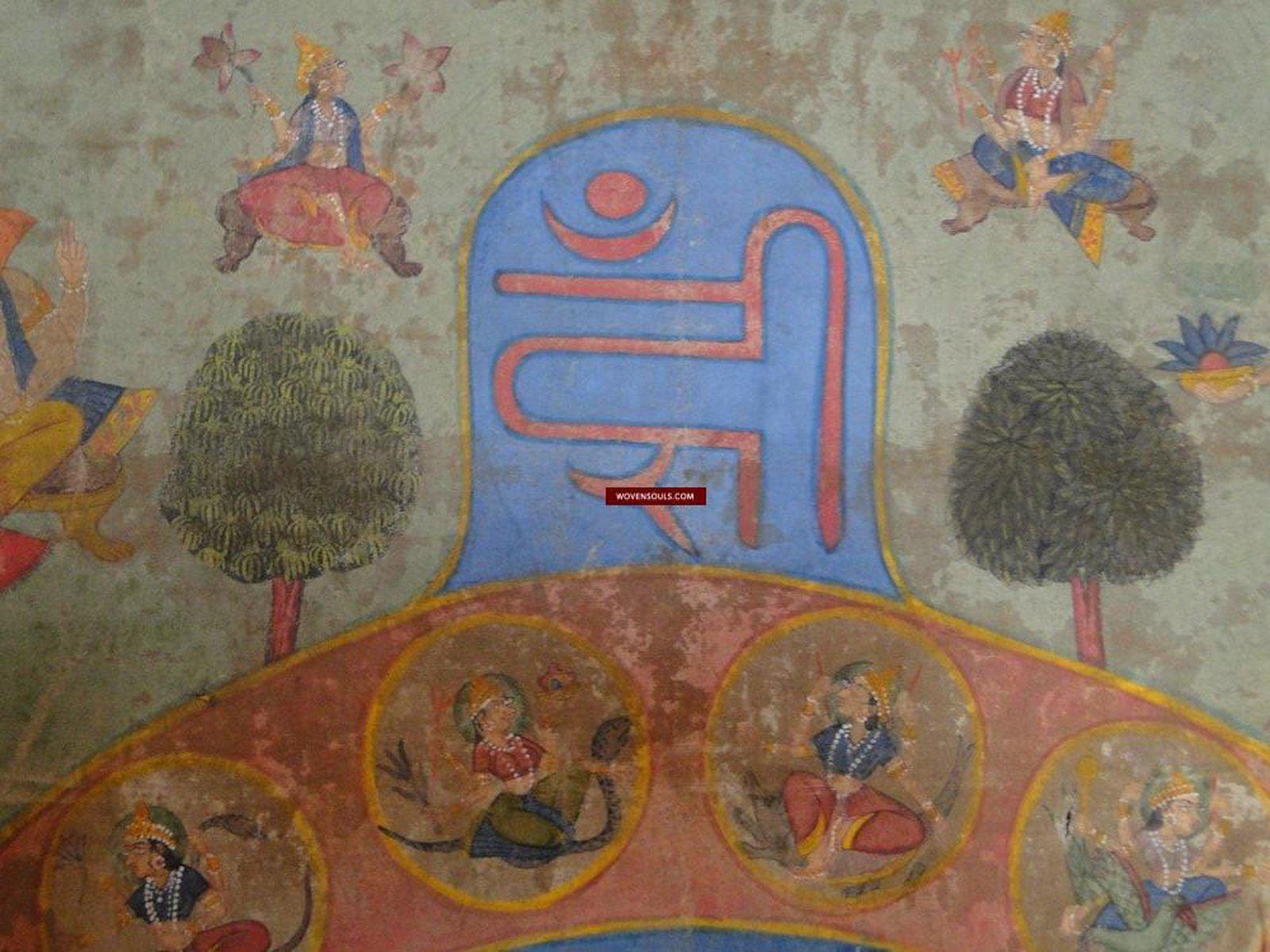 Lot 51 SOLD - Old Tantric Pichvai Painting with Jain Iconography 3-WOVENSOULS-Antique-Vintage-Textiles-Art-Decor