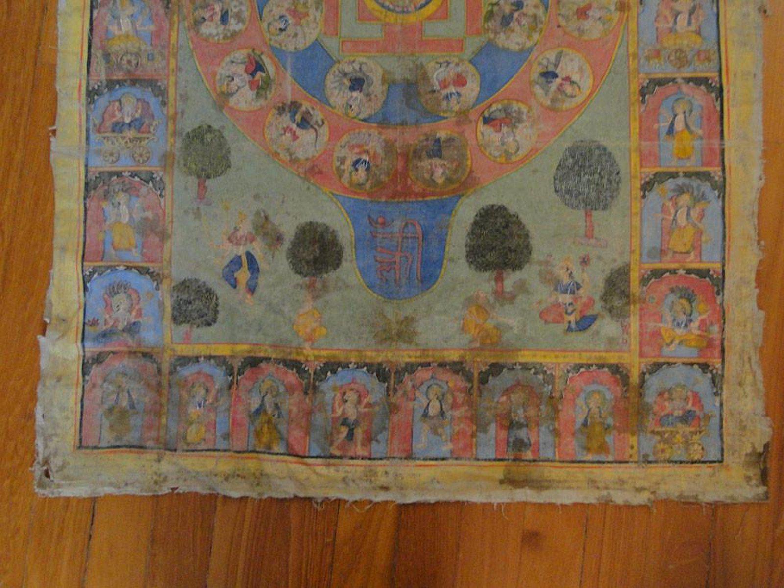 Lot 51 SOLD - Old Tantric Pichvai Painting with Jain Iconography 3-WOVENSOULS-Antique-Vintage-Textiles-Art-Decor