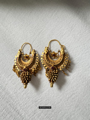 Buy Antique Gold Plated Floral Small Stud Earrings | Tarinika