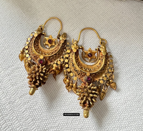 Large Antique Gold and Pearl Wedding Earrings | Style E1913