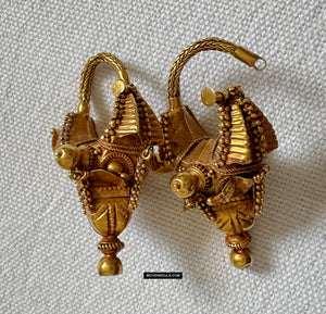 495 Boucles d'oreilles bijoux en or OldTemple - Inde du Sud