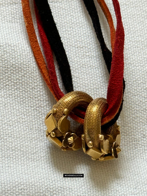 1536 Old Woven Gold Jewelry - Orecchini a coppia - India meridionale