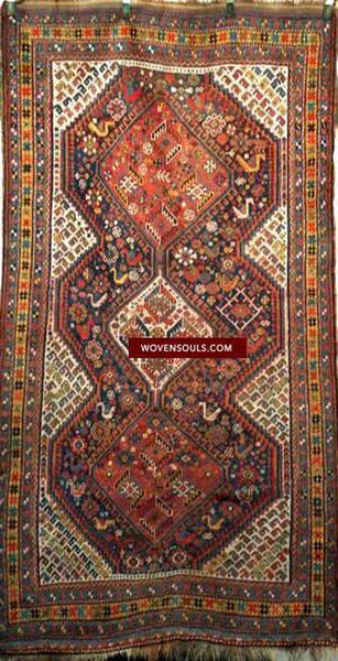 SOLD Antique Khamseh Rug-WOVENSOULS-Antique-Vintage-Textiles-Art-Decor