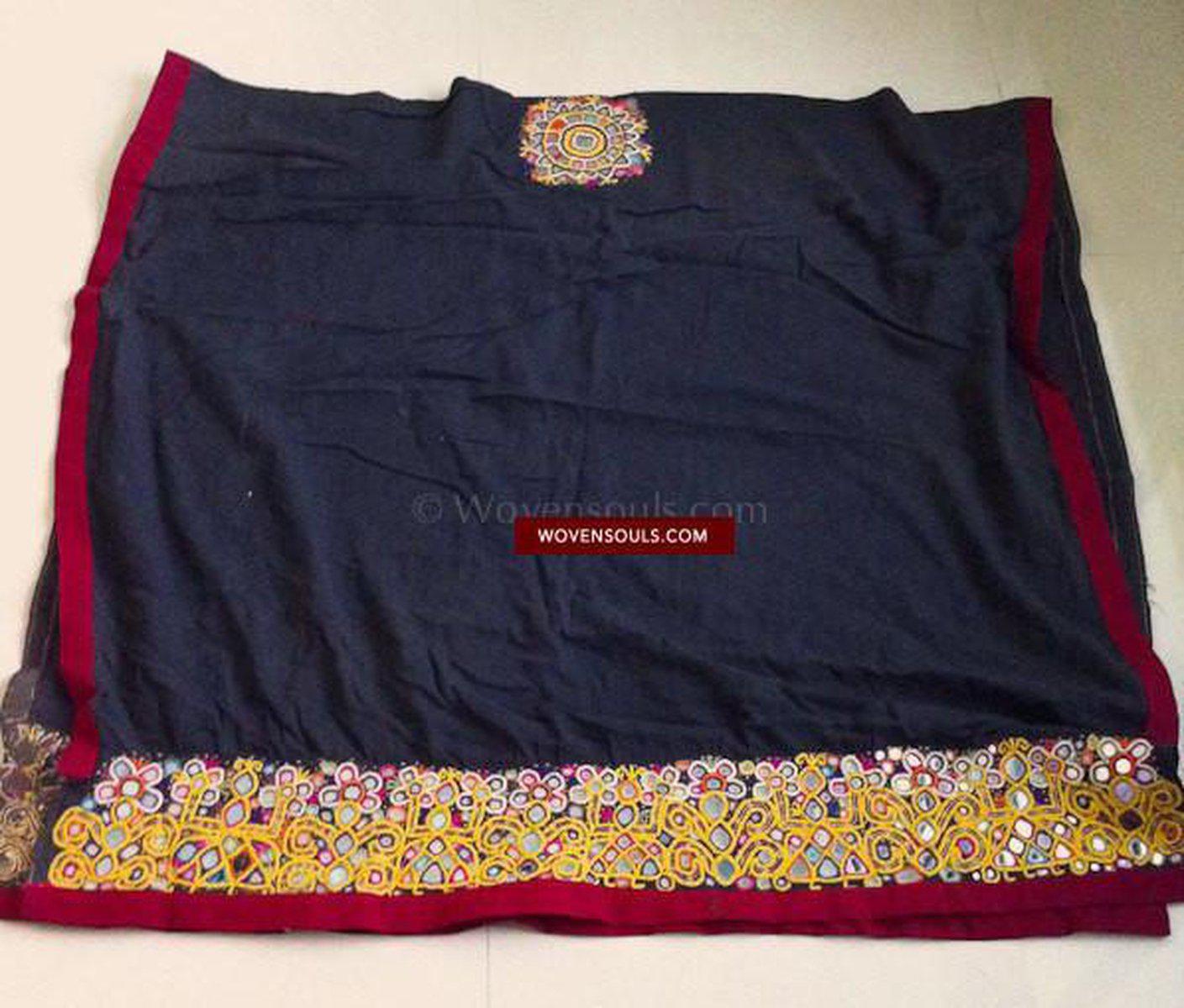 Old Gujarat Mirror Embroidery Shawl-WOVENSOULS-Antique-Vintage-Textiles-Art-Decor