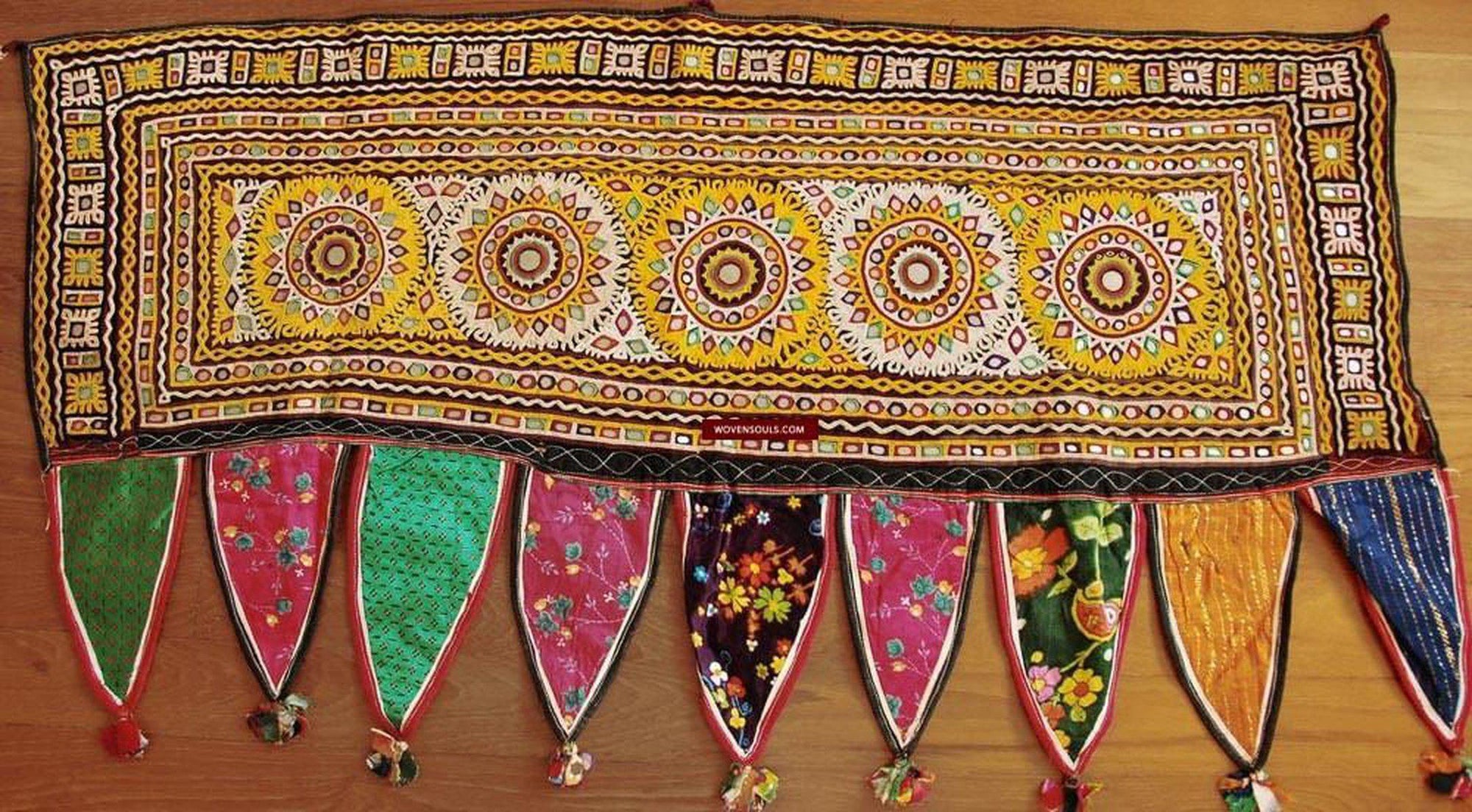 SOLD Old Gujarat Rabari Embroidery Toran-WOVENSOULS-Antique-Vintage-Textiles-Art-Decor