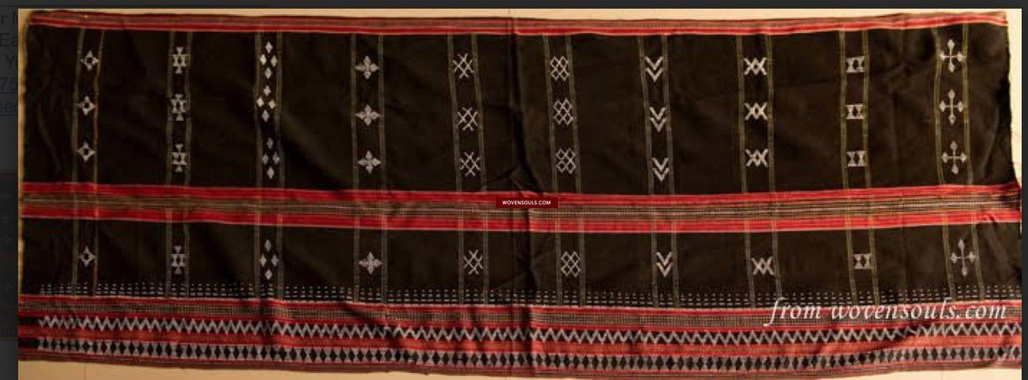 SOLD Vintage Textile - Vietnam Sapa Tribal Skirt Beaded Weaving-WOVENSOULS-Antique-Vintage-Textiles-Art-Decor