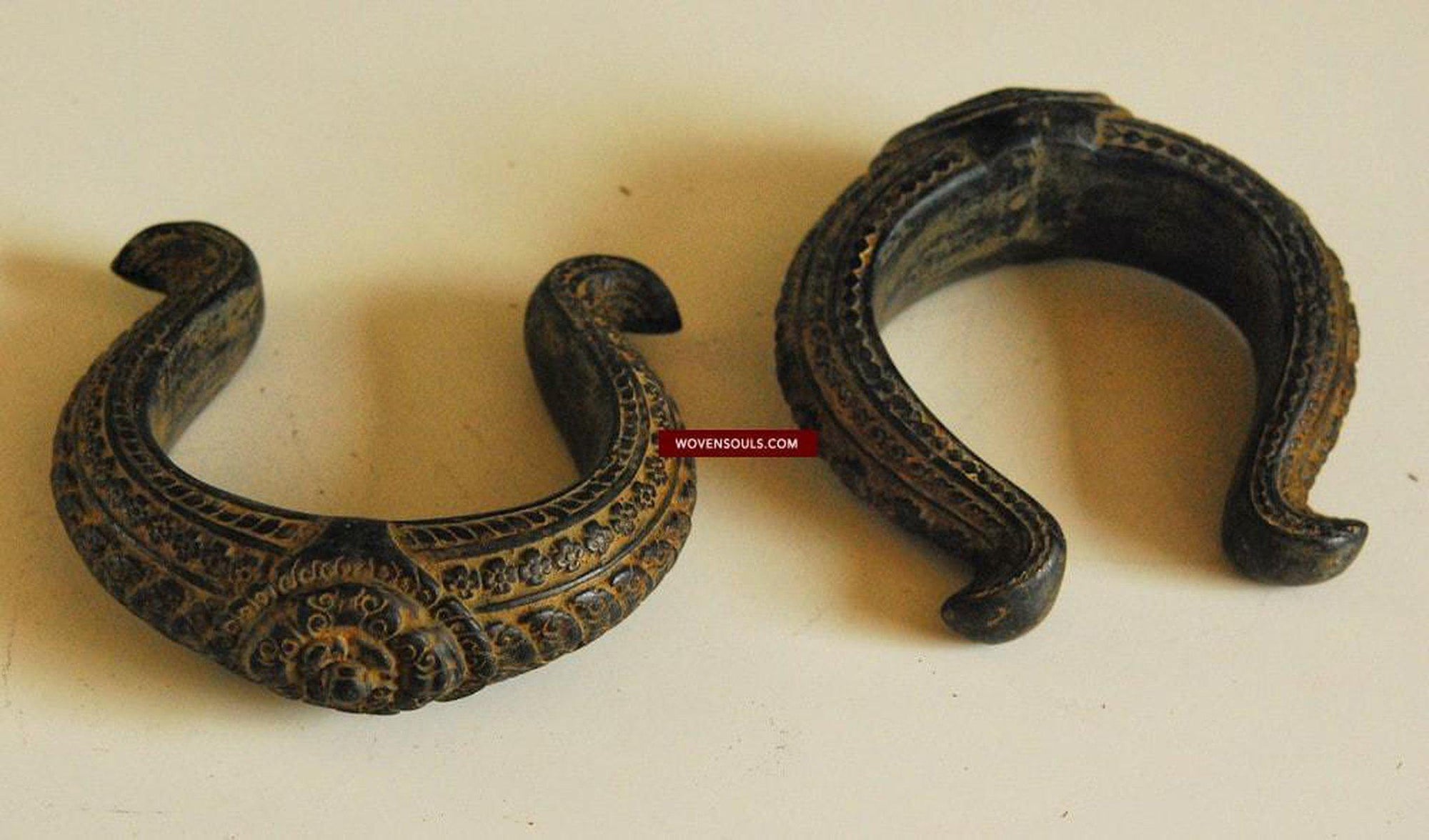 Sold Antique Khmer Bronze Anklets-WOVENSOULS-Antique-Vintage-Textiles-Art-Decor