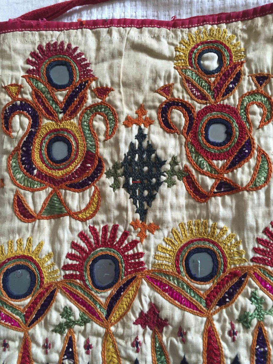 1006 - Old Bridal Dowry Bag Pouch with Embroidery - Gujarat-WOVENSOULS-Antique-Vintage-Textiles-Art-Decor