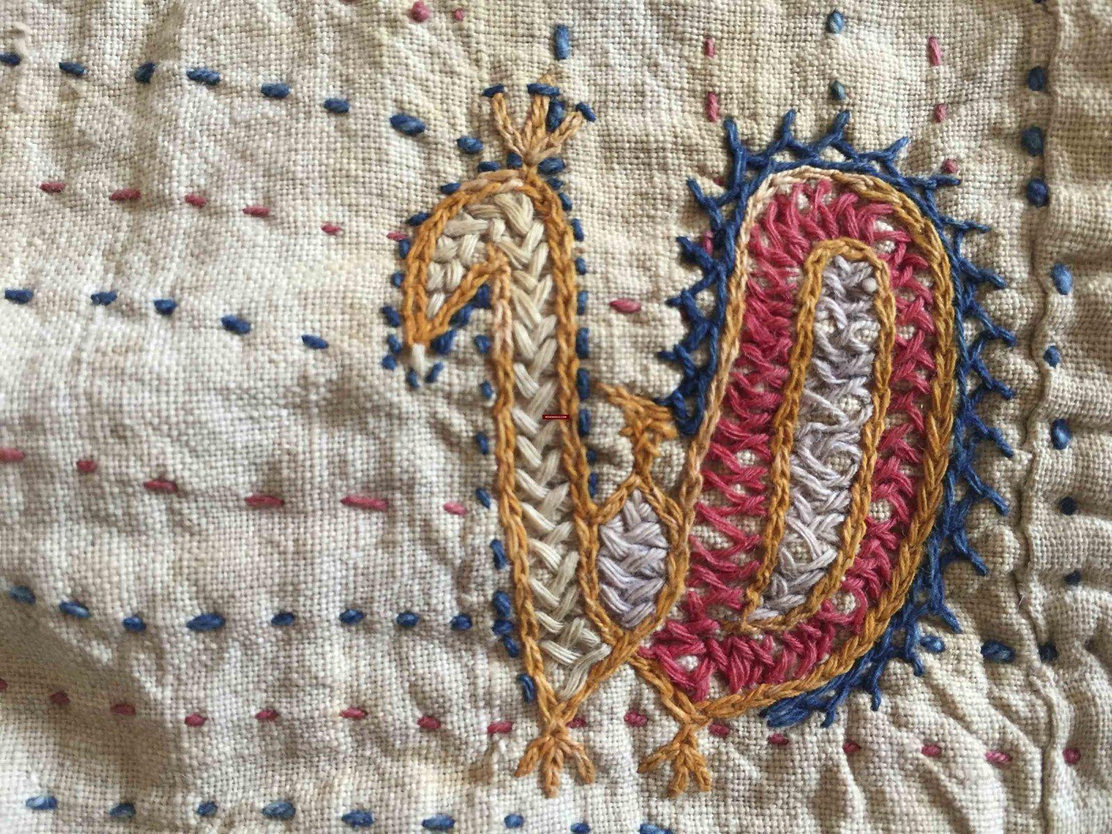 1007 SOLD Old Textile with Embroidery - Gujarat Bag-WOVENSOULS-Antique-Vintage-Textiles-Art-Decor