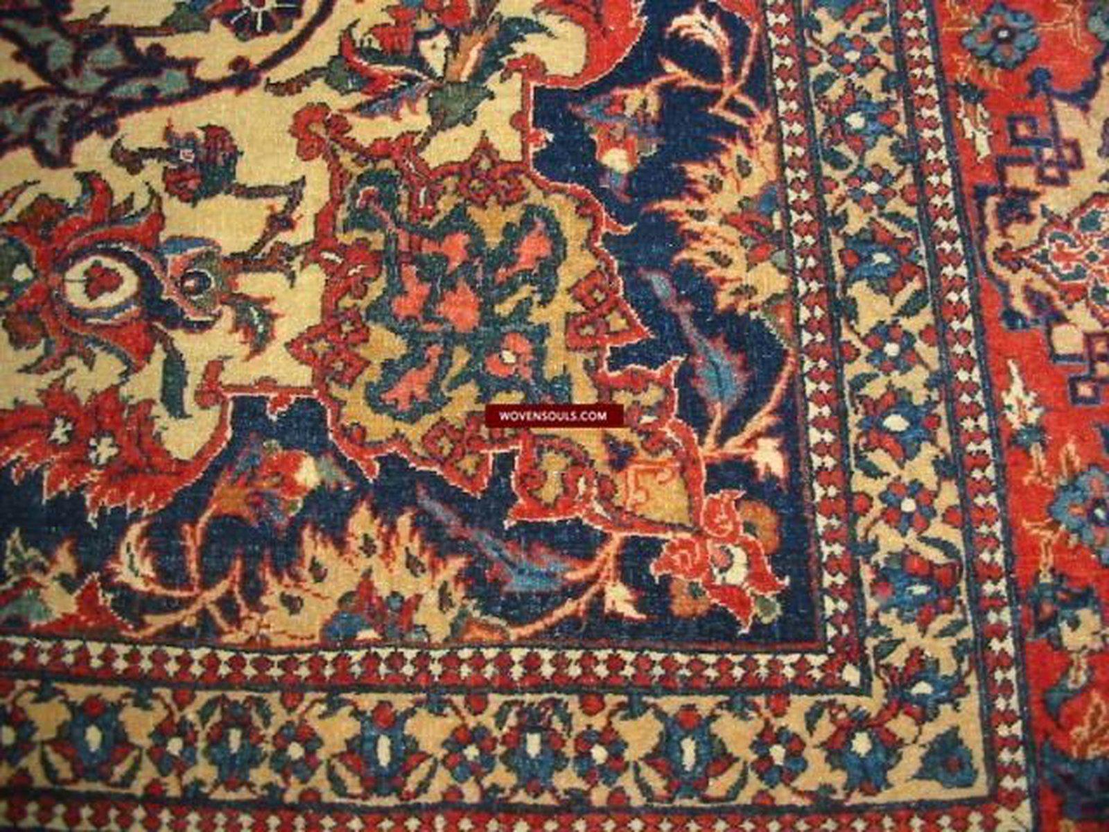 101 Gorgeous Antique Isfashan Rug Carpet - Cotton Foundation-WOVENSOULS-Antique-Vintage-Textiles-Art-Decor