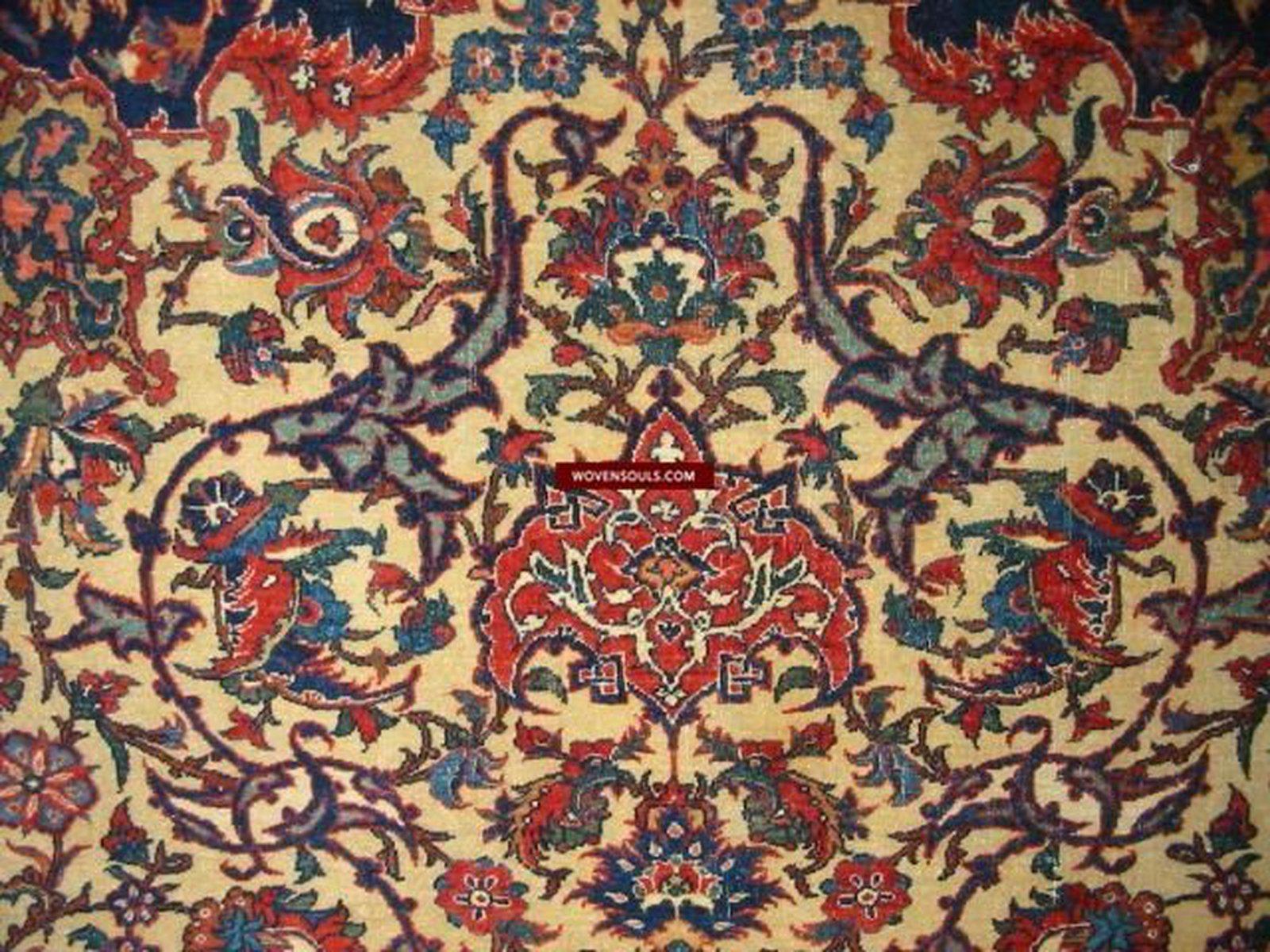 101 Gorgeous Antique Isfashan Rug Carpet - Cotton Foundation-WOVENSOULS-Antique-Vintage-Textiles-Art-Decor