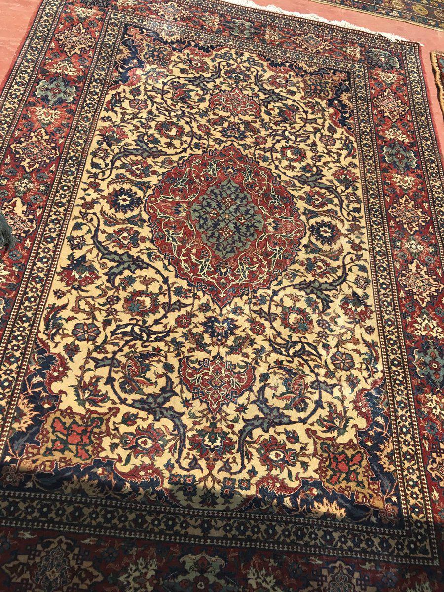 101 Gorgeous Antique Isfashan Rug Carpet - Cotton Foundation-WOVENSOULS-Antique-Vintage-Textiles-Art-Decor